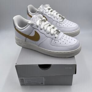 Nike Air Force 1 Low '07 White Metallic Gold Shoes DD8959-106, Women's Size 6